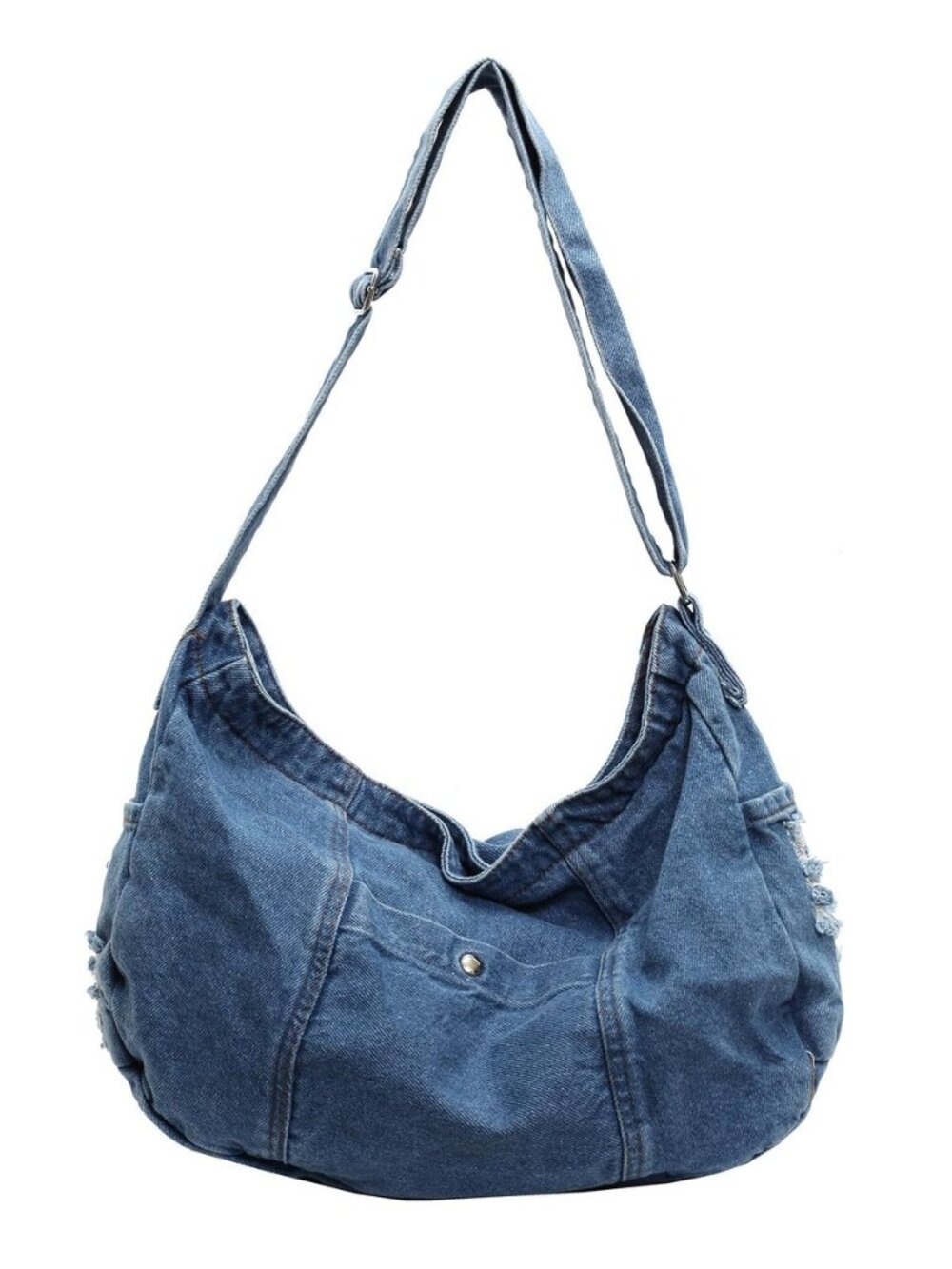 Denim Shoulder Bag for Women,Canvas Tote Messenger Bag with Zipper,Large Casual